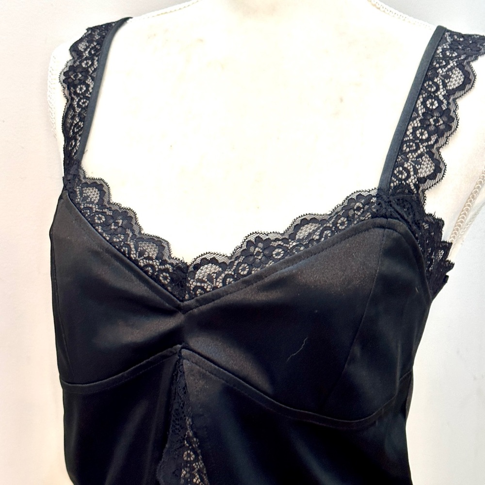 Forever 21 Black Satin & Lace Camisole, sz Large - Picture 2 of 8